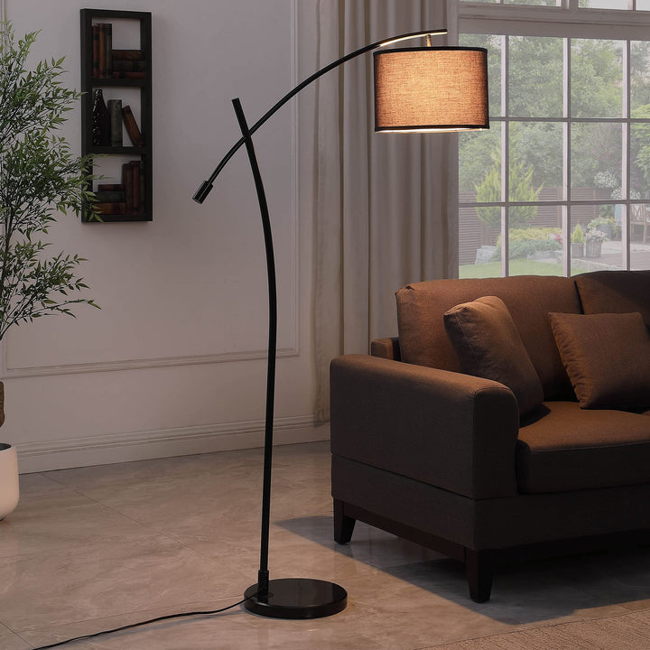 ORE HBL2779 Oscar Pendulum Style White Metal Floor Lamp On White Marble Base 65" Black - Diamond Home USA