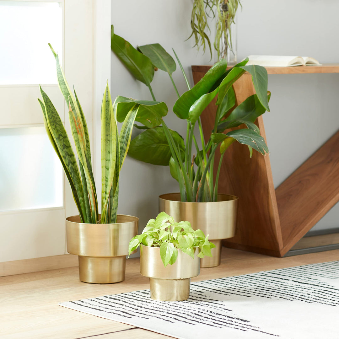 Gold Iron Glam Planter (Set of 3) 12 X 10round Modern Contemporary Round