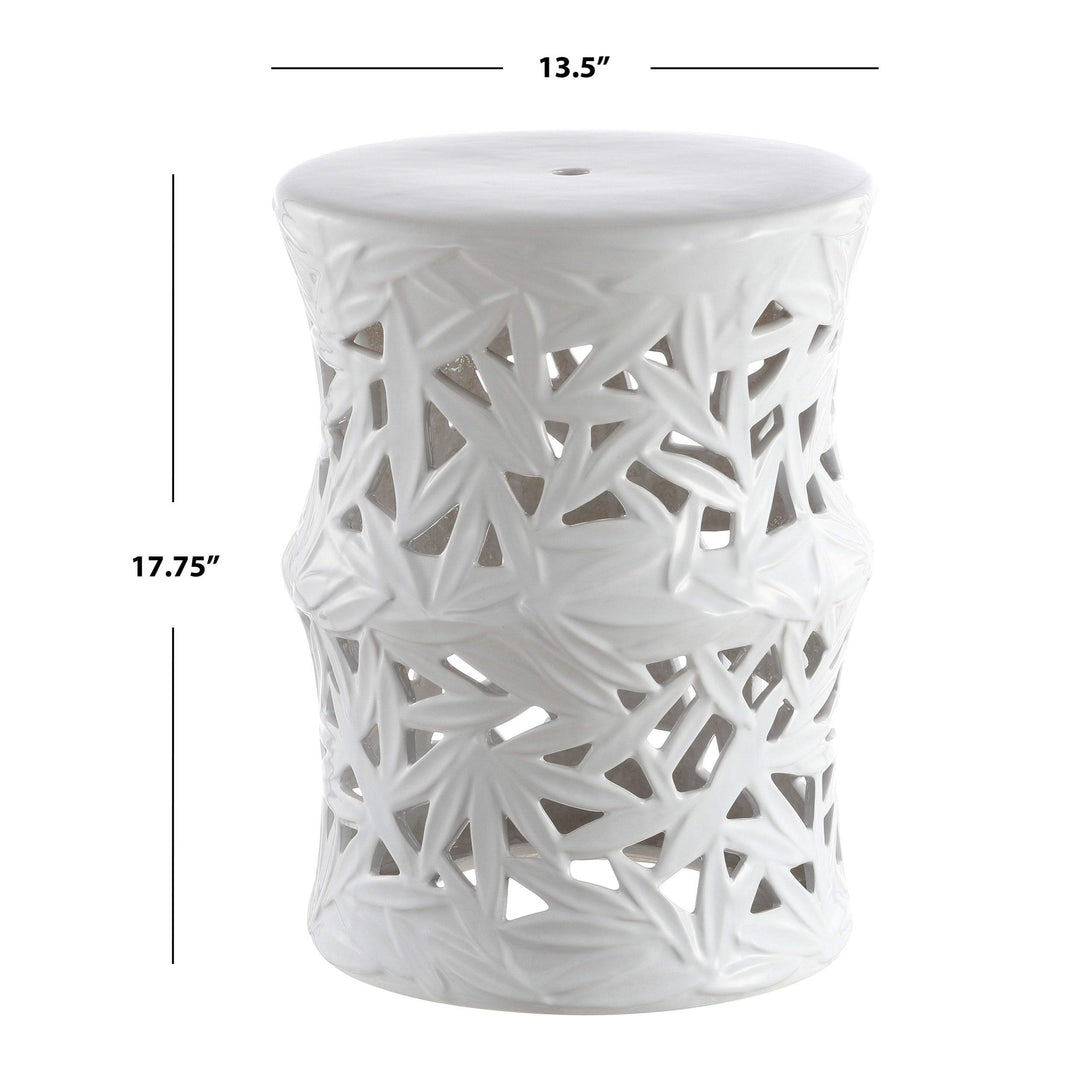 Indoor/Outdoor Garden Stool White Patterned Ceramic Painted - Diamond Home USA