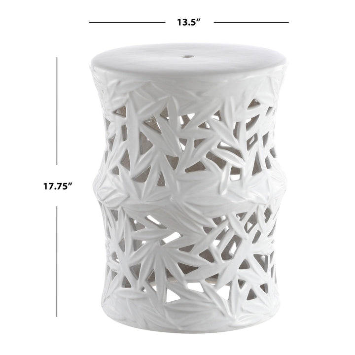Indoor/Outdoor Garden Stool White Patterned Ceramic Painted - Diamond Home USA