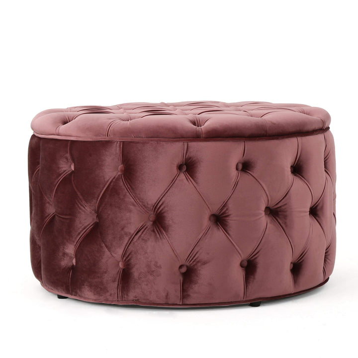 Christopher Knight Home Zelfa Velvet Ottoman Blush 29.5” x 29.5’x 18”
