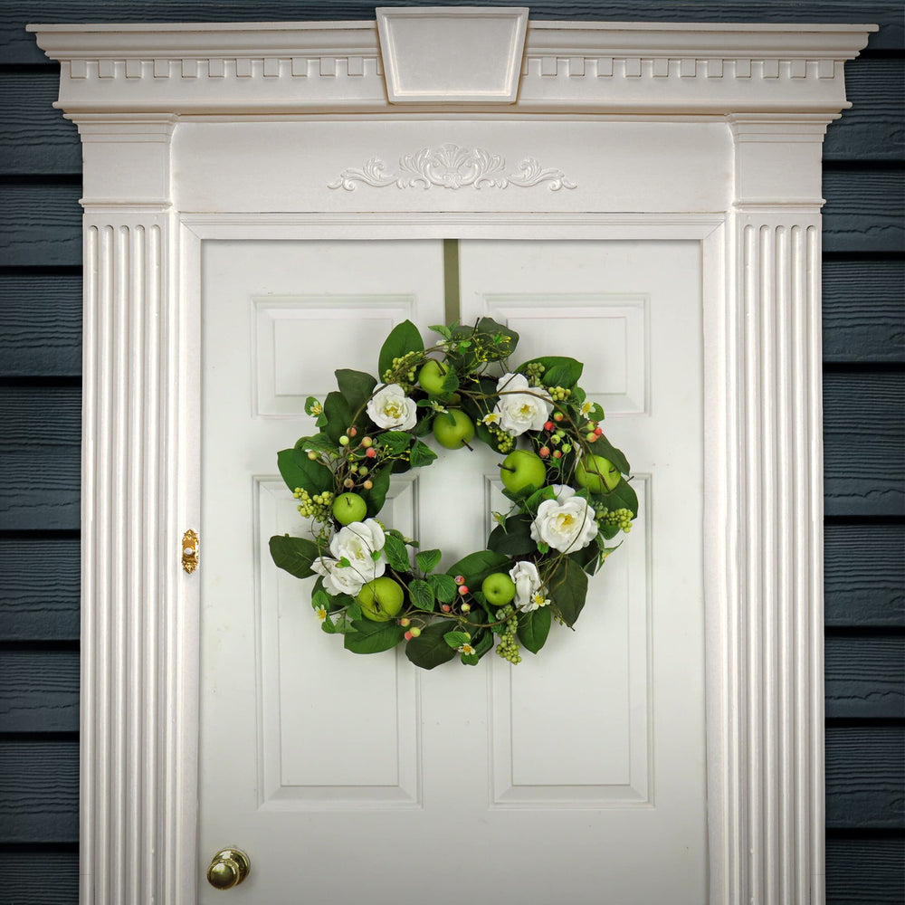24" Rose and Apples Wreath Green Traditional Polyester Unlit - Diamond Home USA