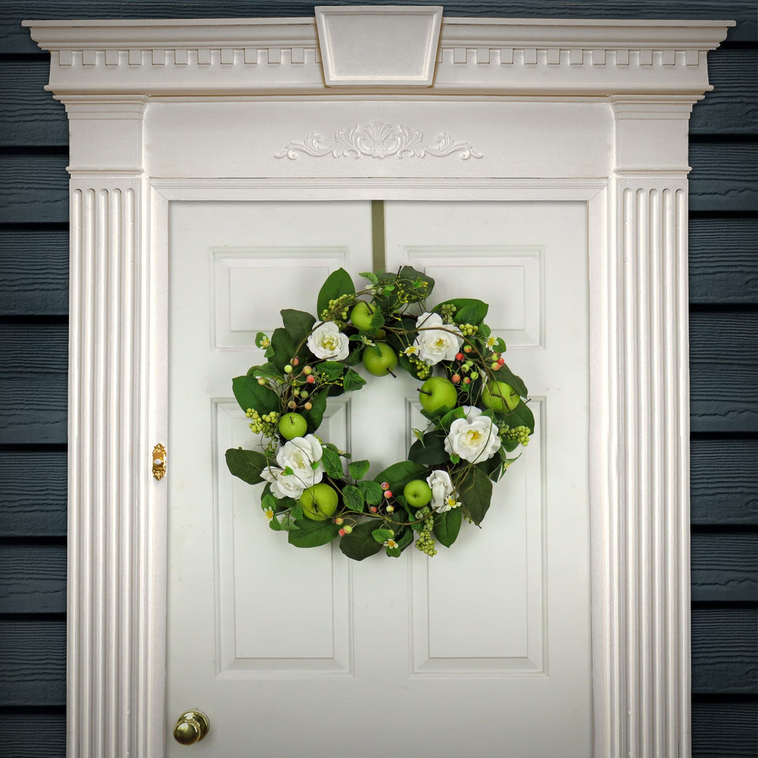 24" Rose and Apples Wreath Green Traditional Polyester Unlit - Diamond Home USA