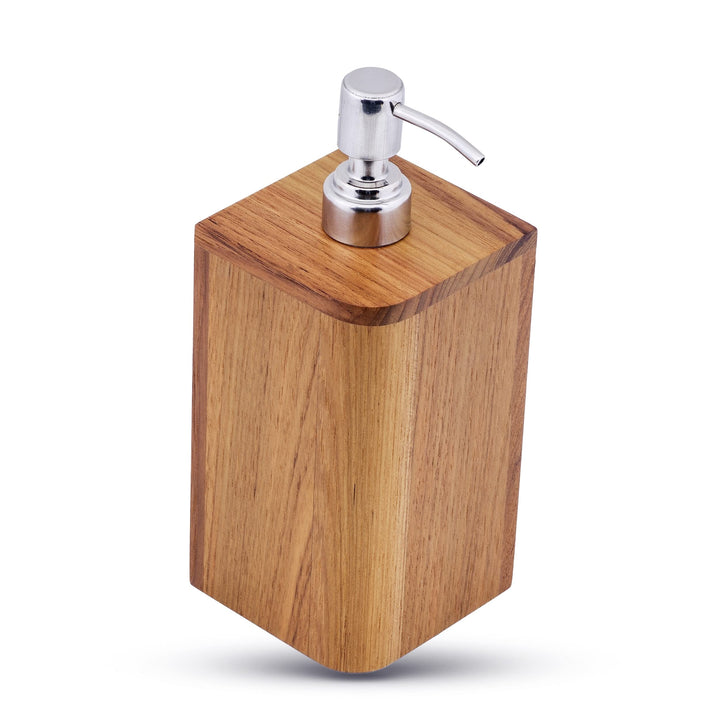 Soap Dispenser W/Stainless Steel Pump Teak Single Piece