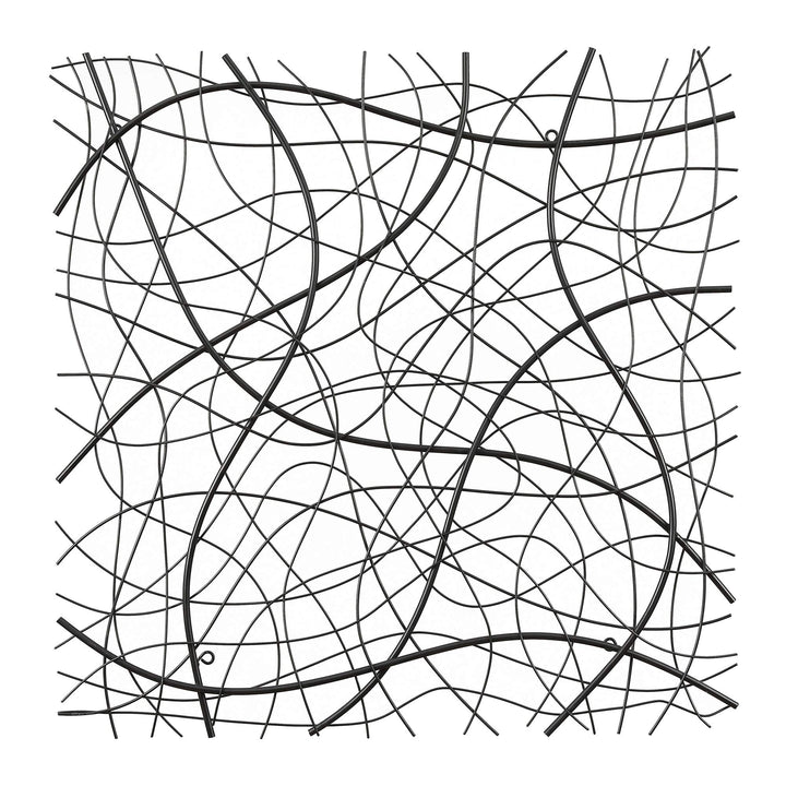 Large Black Abstract Square Metal Wall Decor Modern Contemporary Iron Includes - Diamond Home USA