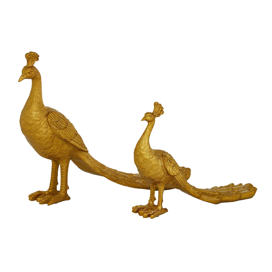 Gold Resin Peacocks Set of 2 14 X 4 11 - Diamond Home USA