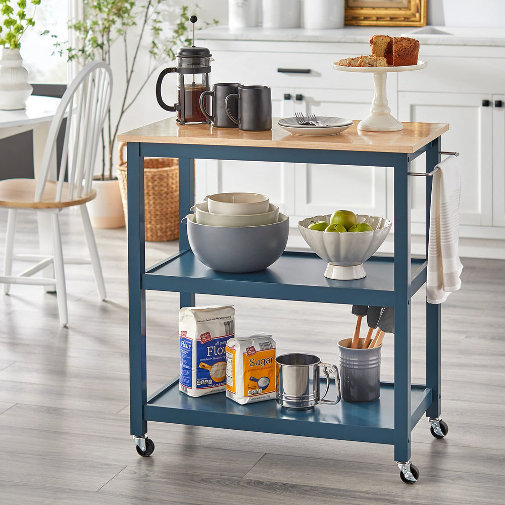 Simple Living Janelle Rolling Kitchen Cart Midnight Blue