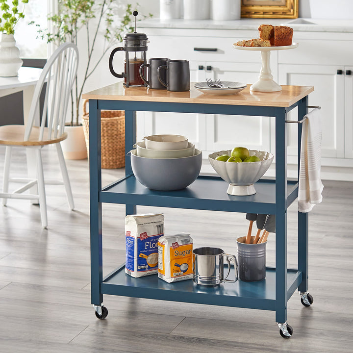 Simple Living Janelle Rolling Kitchen Cart Midnight Blue