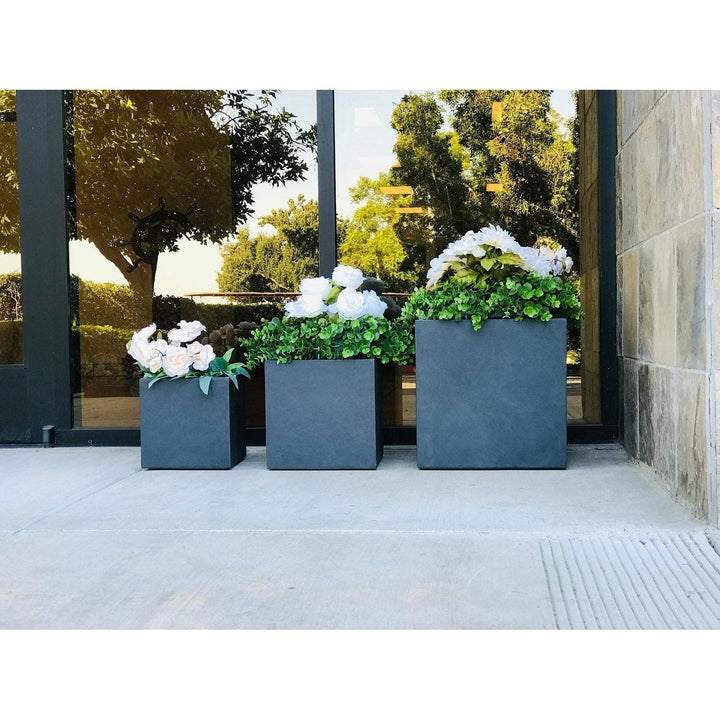 Lightweight Concrete Modern Square Granite of 3-15.7'x15.7'x15.7' Grey - Diamond Home USA