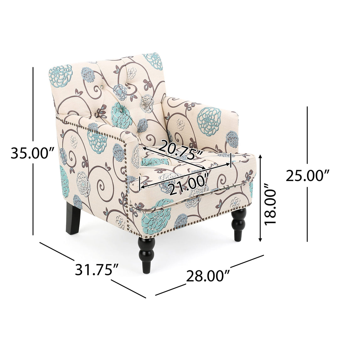 Christopher Knight Home Harrison Fabric Tufted Club Chair White / Blue (29.5"D x - Diamond Home USA