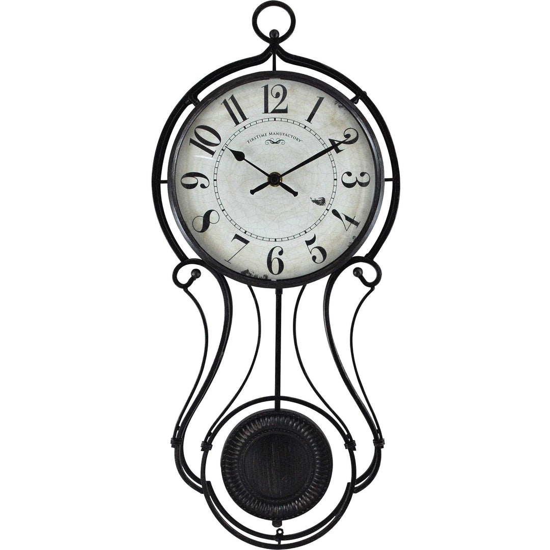 Pendulum Wall Clock American Crafted Black Metal 9.1 X 2.36 20 in - - Diamond Home USA