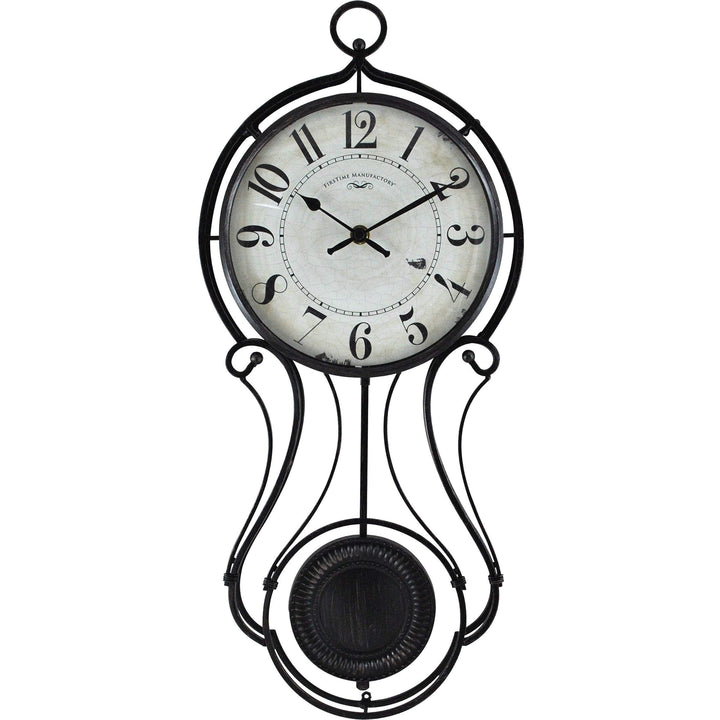 Pendulum Wall Clock American Crafted Black Metal 9.1 X 2.36 20 in - - Diamond Home USA