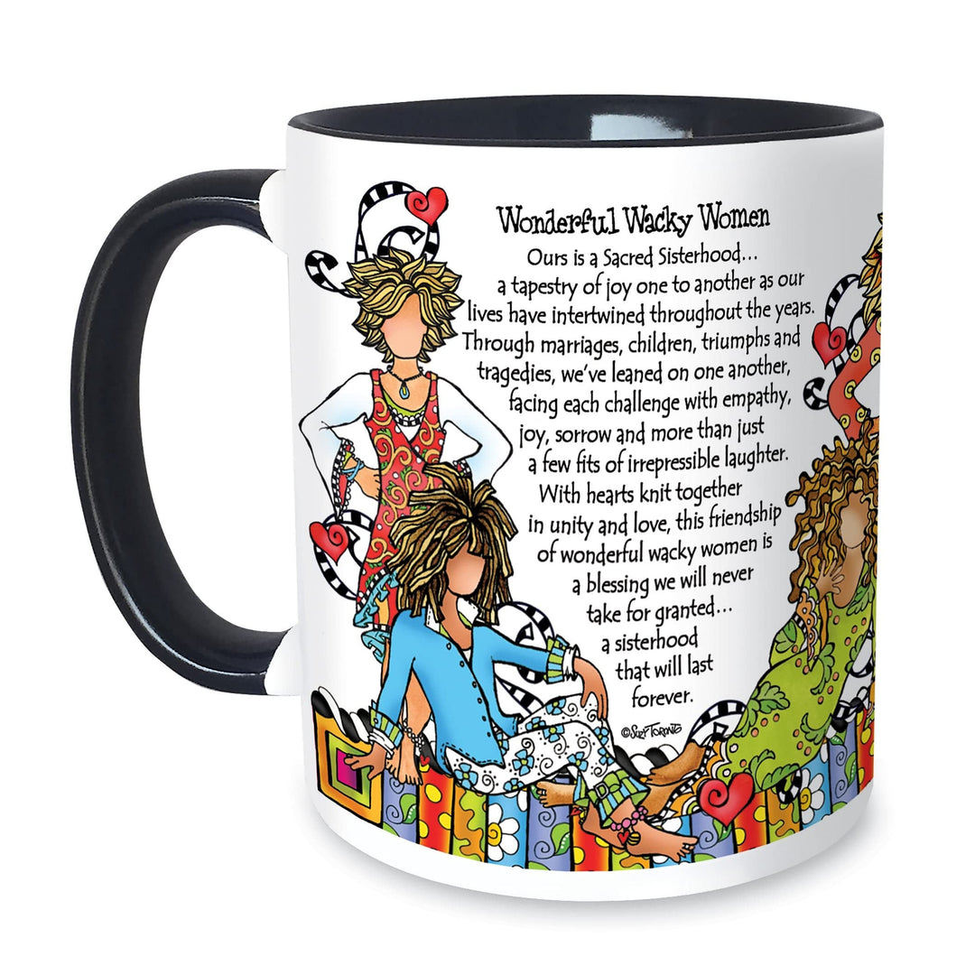 Sisterhood Of Wonderful Wacky Women Ceramic Mug 4.6 X 3.7 3.1 White Geometric - Diamond Home USA