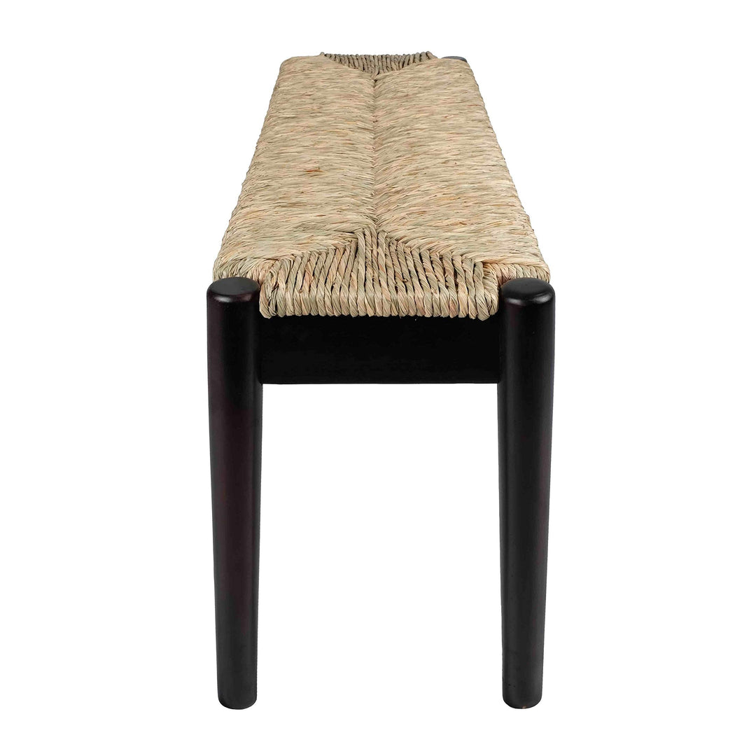 Indoor/Outdoor Seagrass Bench Black Finish Frame Solid Acacia Rubberwood - Diamond Home USA