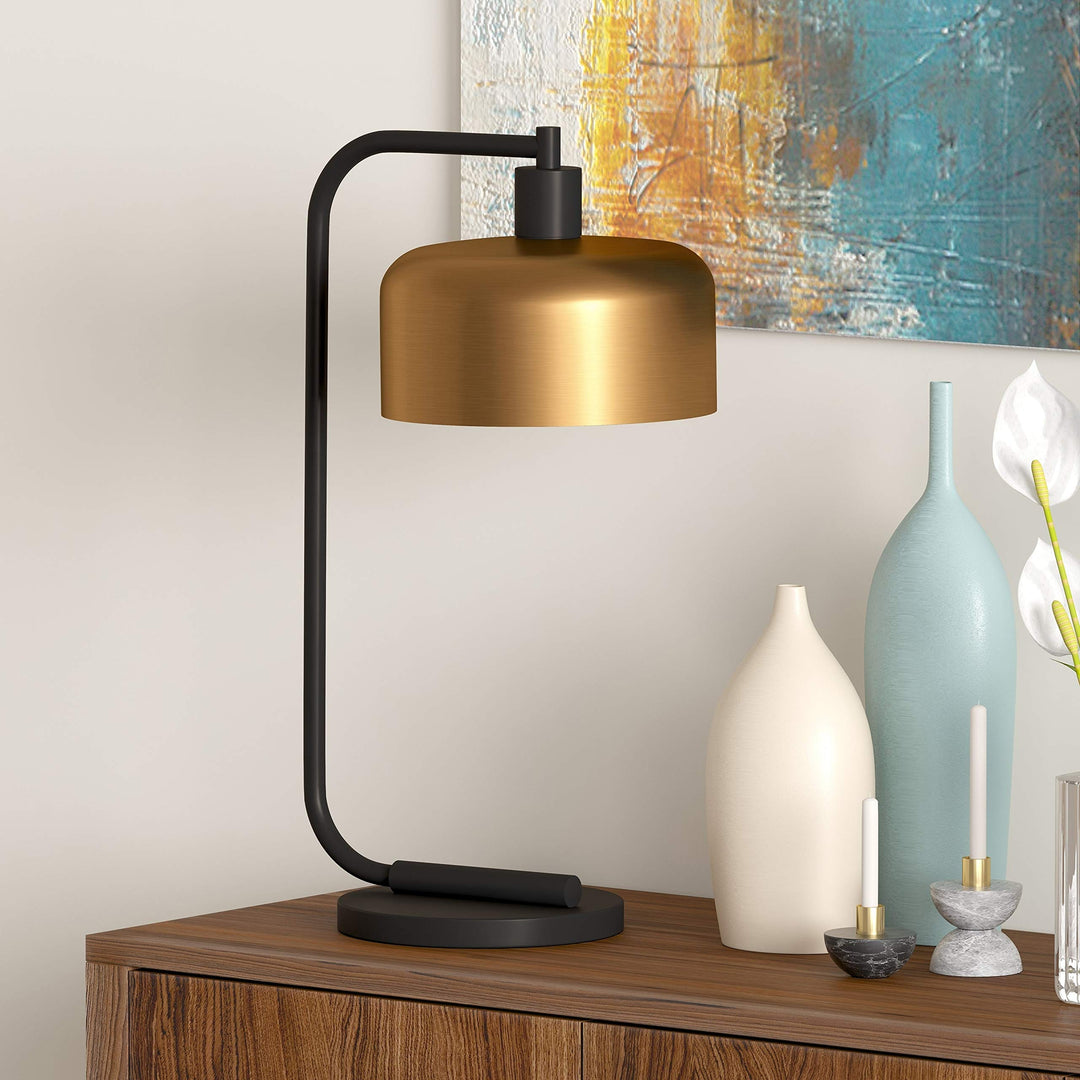 Industrial Farmhouse Antique Brass Table Lamp Black Mid-Century Modern Bronze