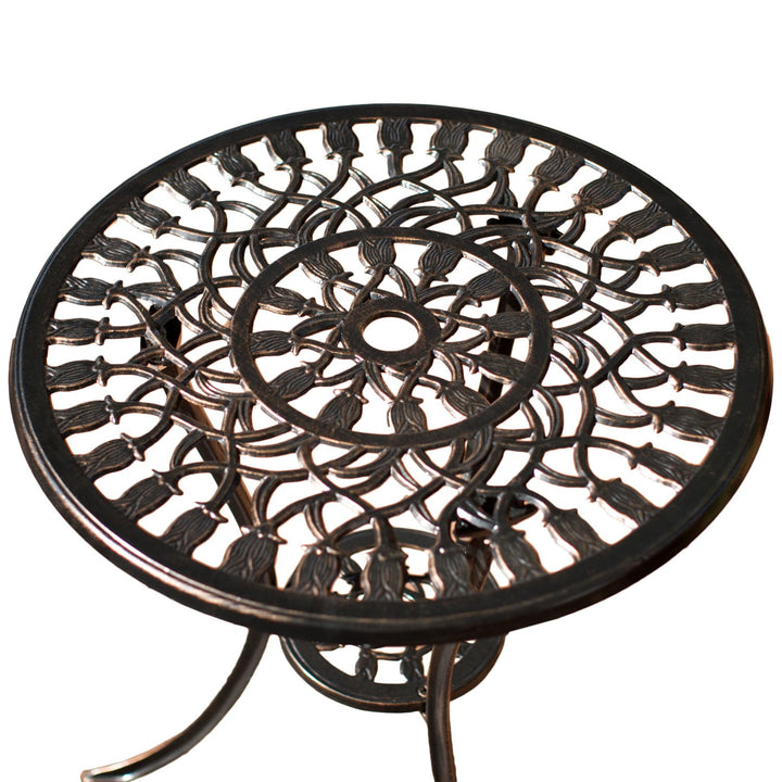 Nassau Cast Aluminum Outdoor Bistro Furniture Set Brown 23 by 23 by 26 - Diamond Home USA