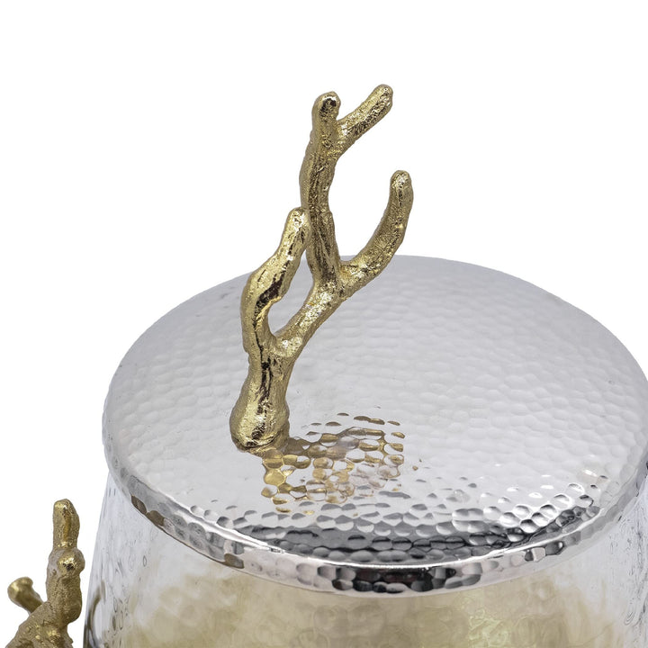 Branch Lidded Jar Gold/Clear/Silver Clear Gold Silver Transitional Glass - Diamond Home USA