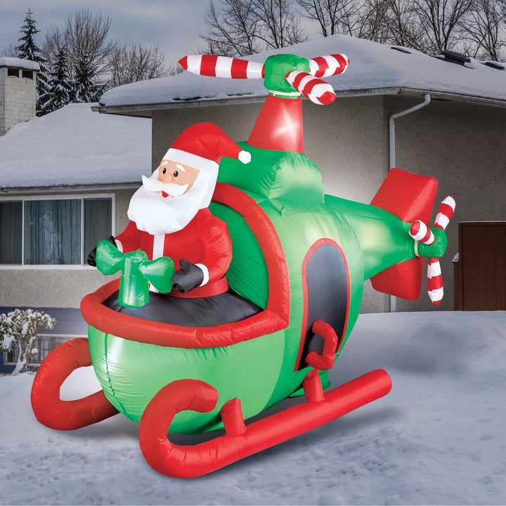 Santa Helicopter Outdoor Inflatable Decoration 79 X 55 32 Green Traditional - Diamond Home USA