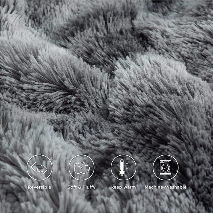 Fur Throw Blanket Blankets for Sofa White Solid Color Casual Cotton Blend - Diamond Home USA