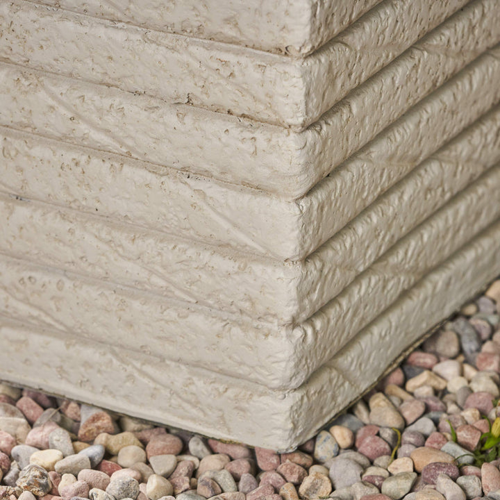 Great Deal Furniture Garden Urn Planter Square Tapered Riveted Antique White - Diamond Home USA