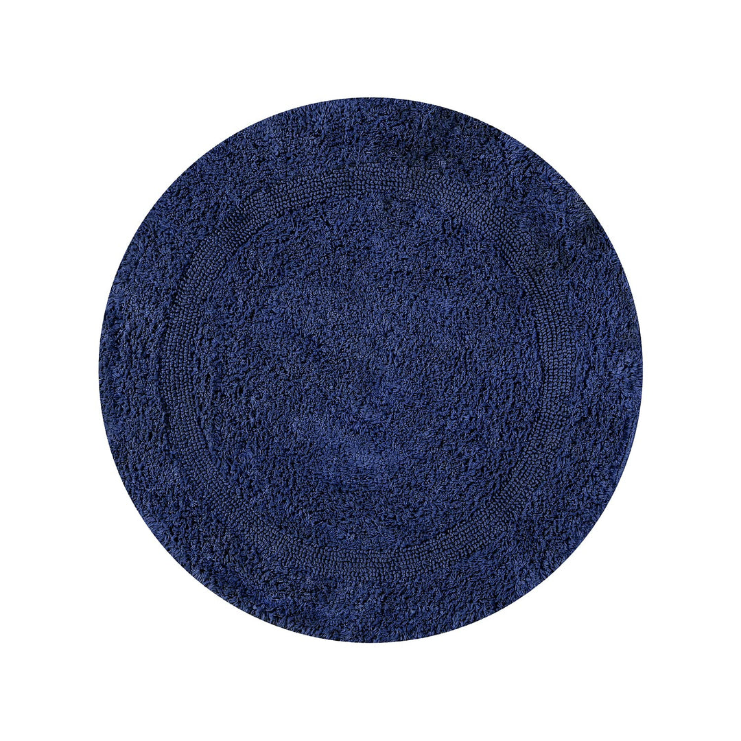 Better Trends 100% Cotton Lux Collection Bath Mats Navy - Tufted Absorbent 30" Round - Navy