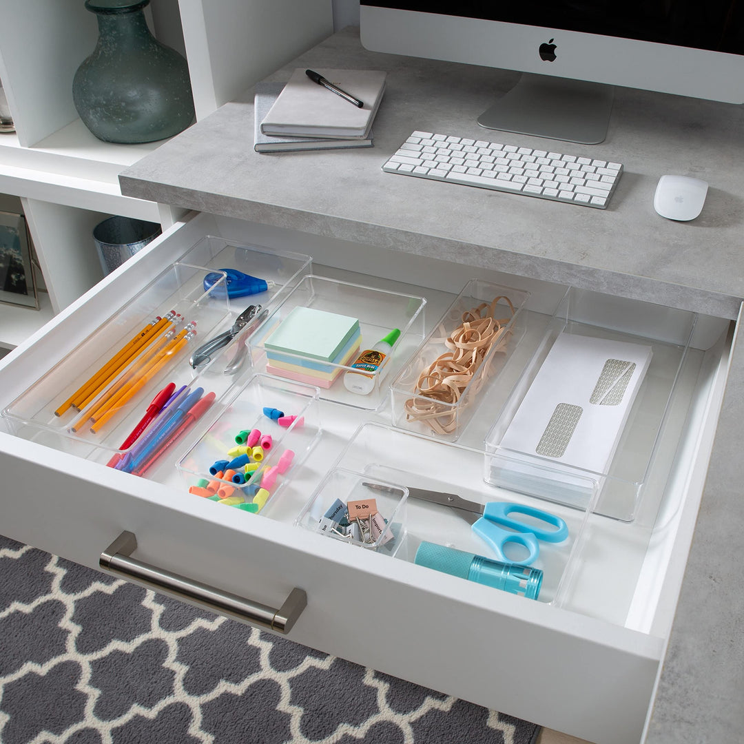 Small Narrow Drawer Organizer in Clear 6" X 3" 2" Plastic No Accessories - Diamond Home USA