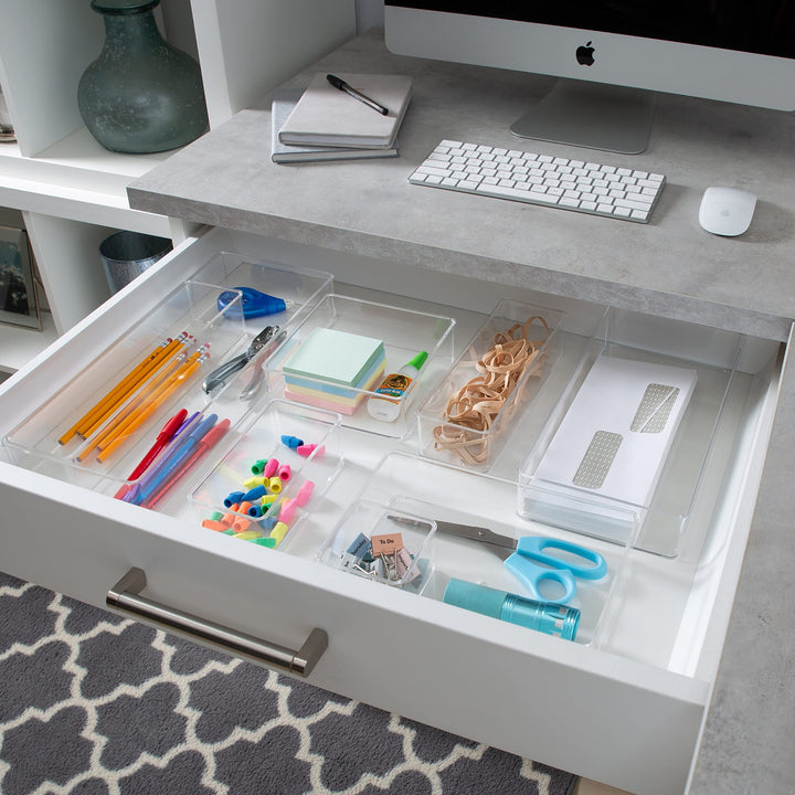 Small Narrow Drawer Organizer in Clear 6" X 3" 2" Plastic No Accessories - Diamond Home USA