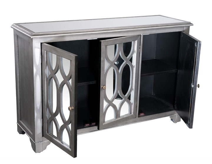 Statements by J Silver Wood/Glass Hannah Buffet w/3 Doors & Shelf 32.5 Inch - Diamond Home USA