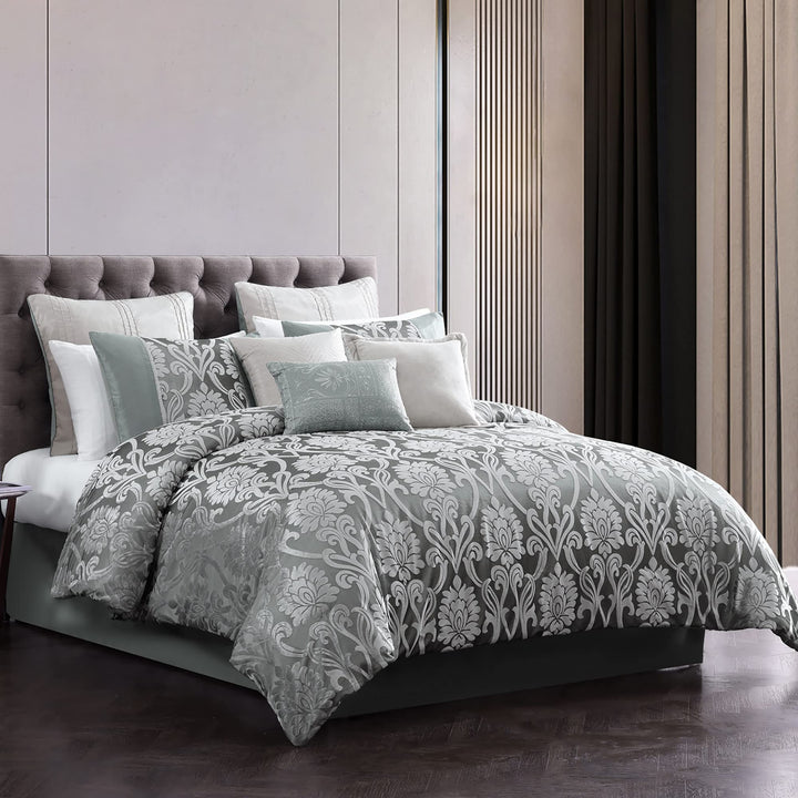 Riverbrook Home 100% Polyester Comforter Set Queen Dupre - Gray 9-Piece Set