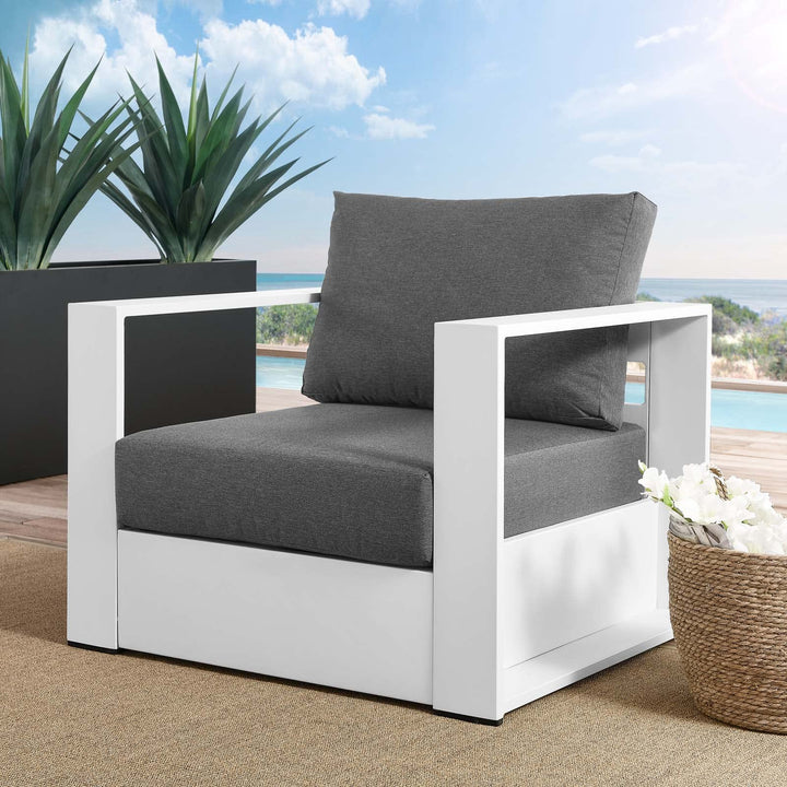 Modway Tahoe Modern Fabric/Aluminum Outdoor Armchair in White/Gray