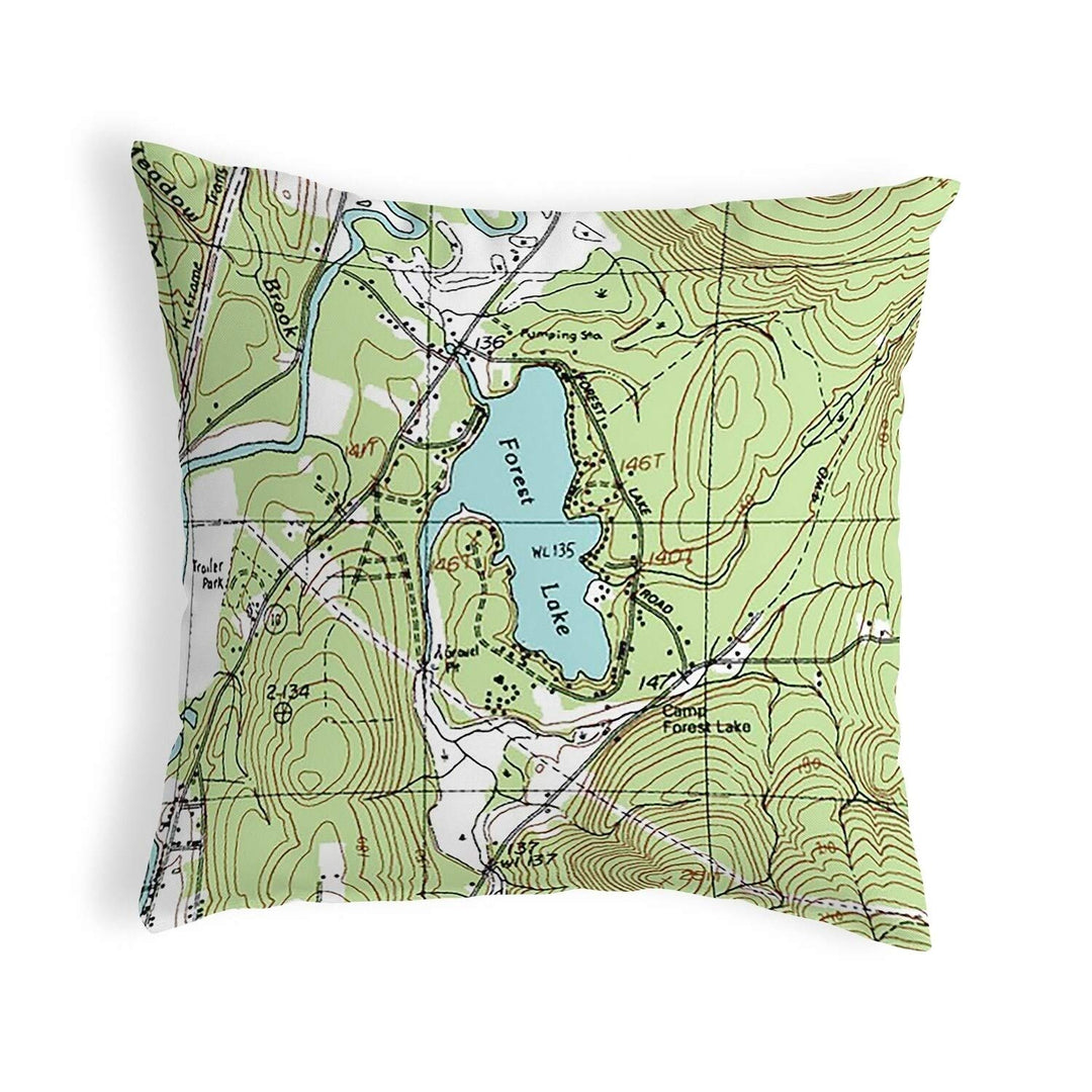 Forest Lake Nh Nautical Map Noncorded Pillow 12x12 Multi Color Graphic Print