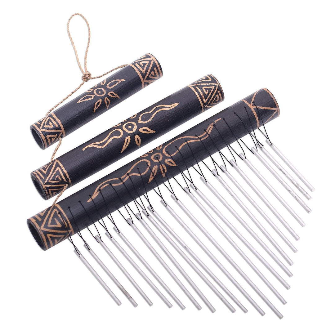 Handmade Breezy Sound Bamboo Wind Chimes Black