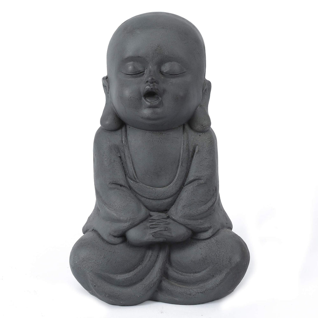 Meditating Buddha Garden Statue Grey Oriental Magnesium Oxide Handmade - Diamond Home USA