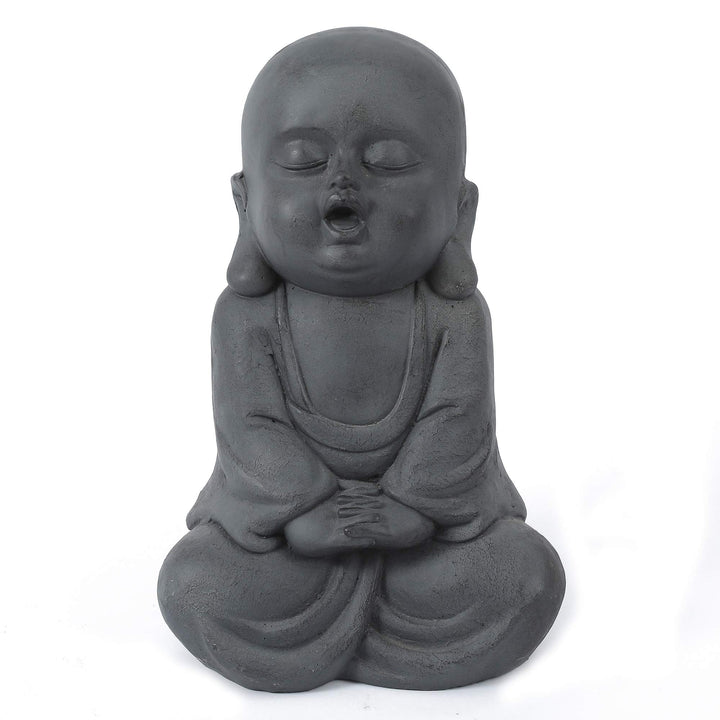 Meditating Buddha Garden Statue Grey Oriental Magnesium Oxide Handmade - Diamond Home USA