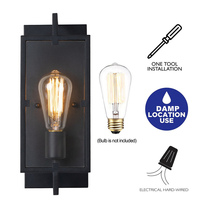 1-Light Matte Black Wall Sconce Vanity Light with Clear Glass 5 in. W X 13 H 4 E - Diamond Home USA