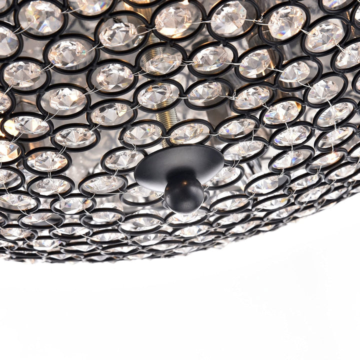 First Lighting Alkes Clear Glass/Black Finish Metal 9-light Flush Mount - Diamond Home USA