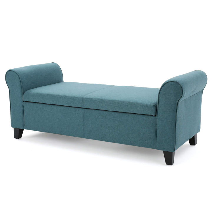 Christopher Knight Home Hayes Armed Fabric Storage Bench Dark Teal Dark Teal+Dark Brown