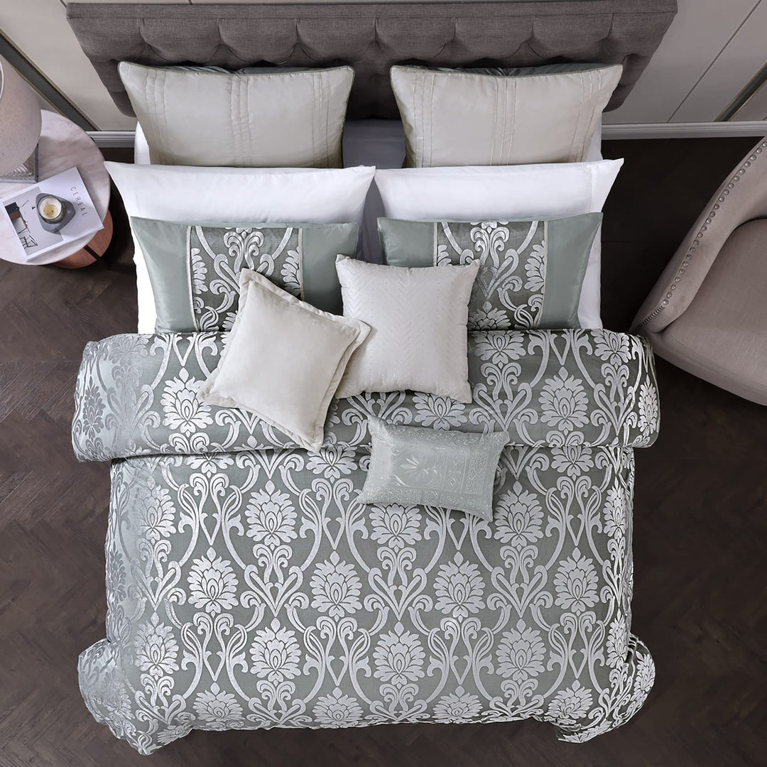 Riverbrook Home 100% Polyester Comforter Set Queen Dupre - Gray 9-Piece Set