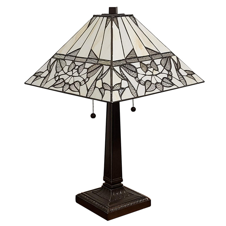Amora Lighting Tiffany Style Table Lamp Banker Mission 22″ Tall Stained Glass - Diamond Home USA