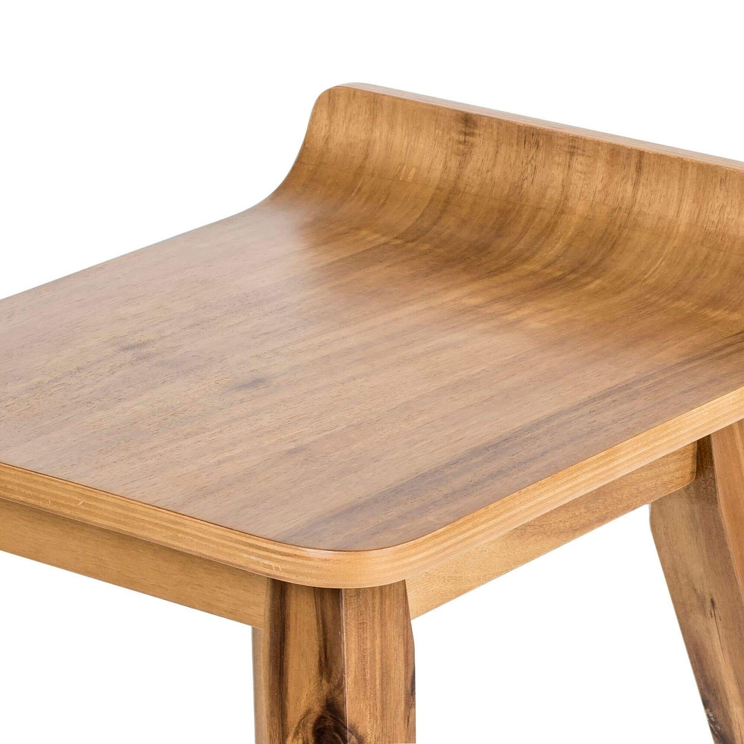 Light Beige Wood Counter Stool Mid-Century Modern Metal Finish - Diamond Home USA