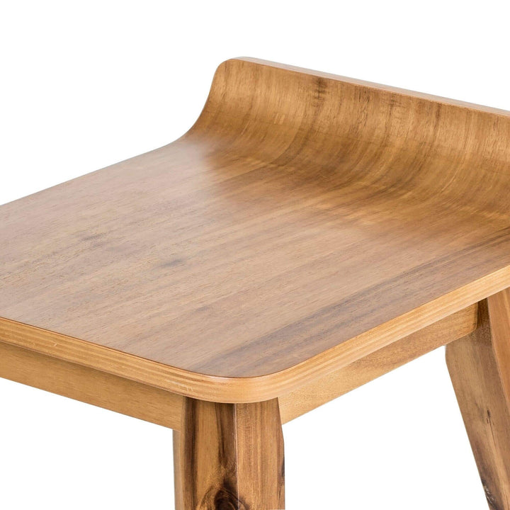 Light Beige Wood Counter Stool Mid-Century Modern Metal Finish - Diamond Home USA