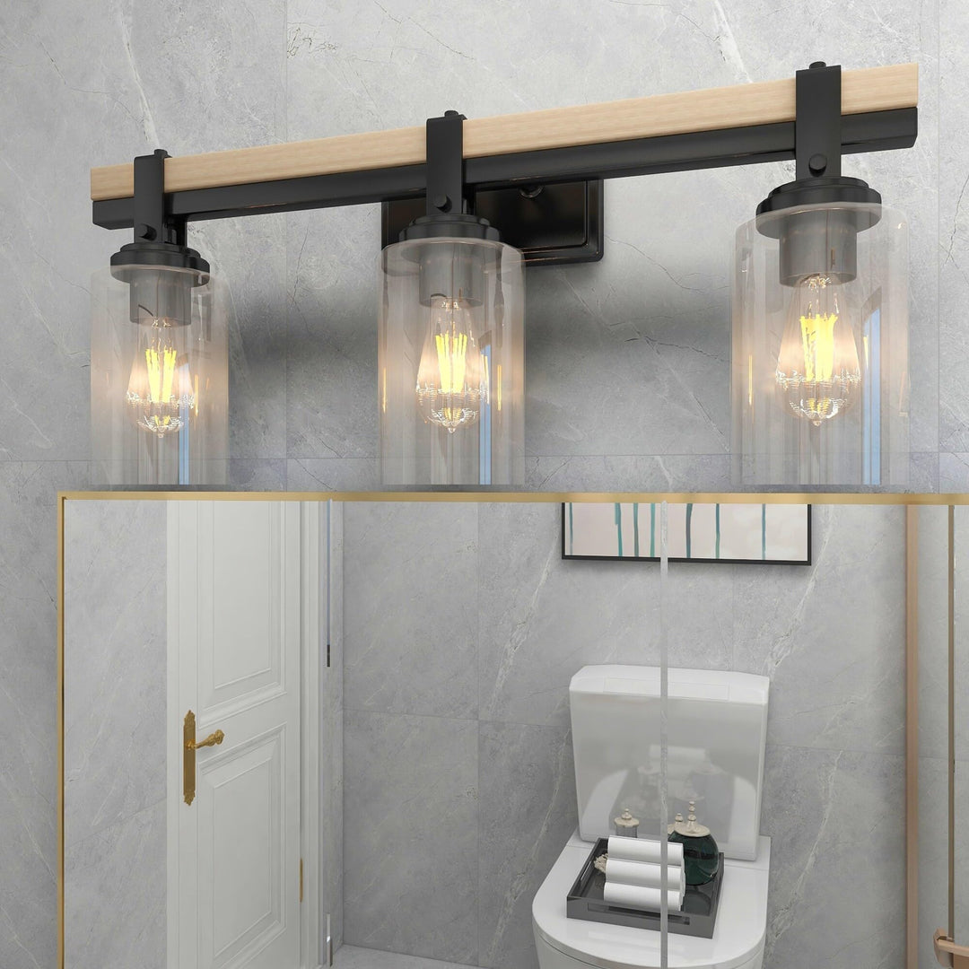 3-Light Bathroom Vanity Light 10.6"x22.46"x6.9" Black Modern Contemporary - Diamond Home USA