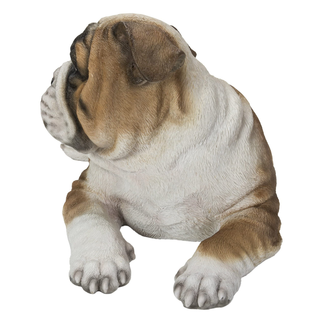 Lying Bulldog Pup Ultra Realistic Garden Statue Multi Color Polyresin - Diamond Home USA
