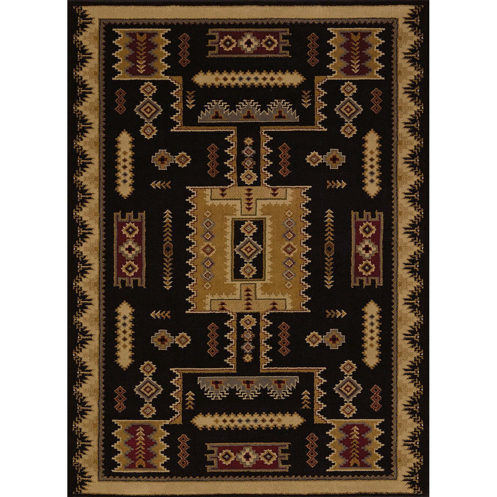 5'3x7'2 Black Beige Southwestern Tribal Area Rug Rectangle Shaped Indoor Blue Black/Beige - Diamond Home USA