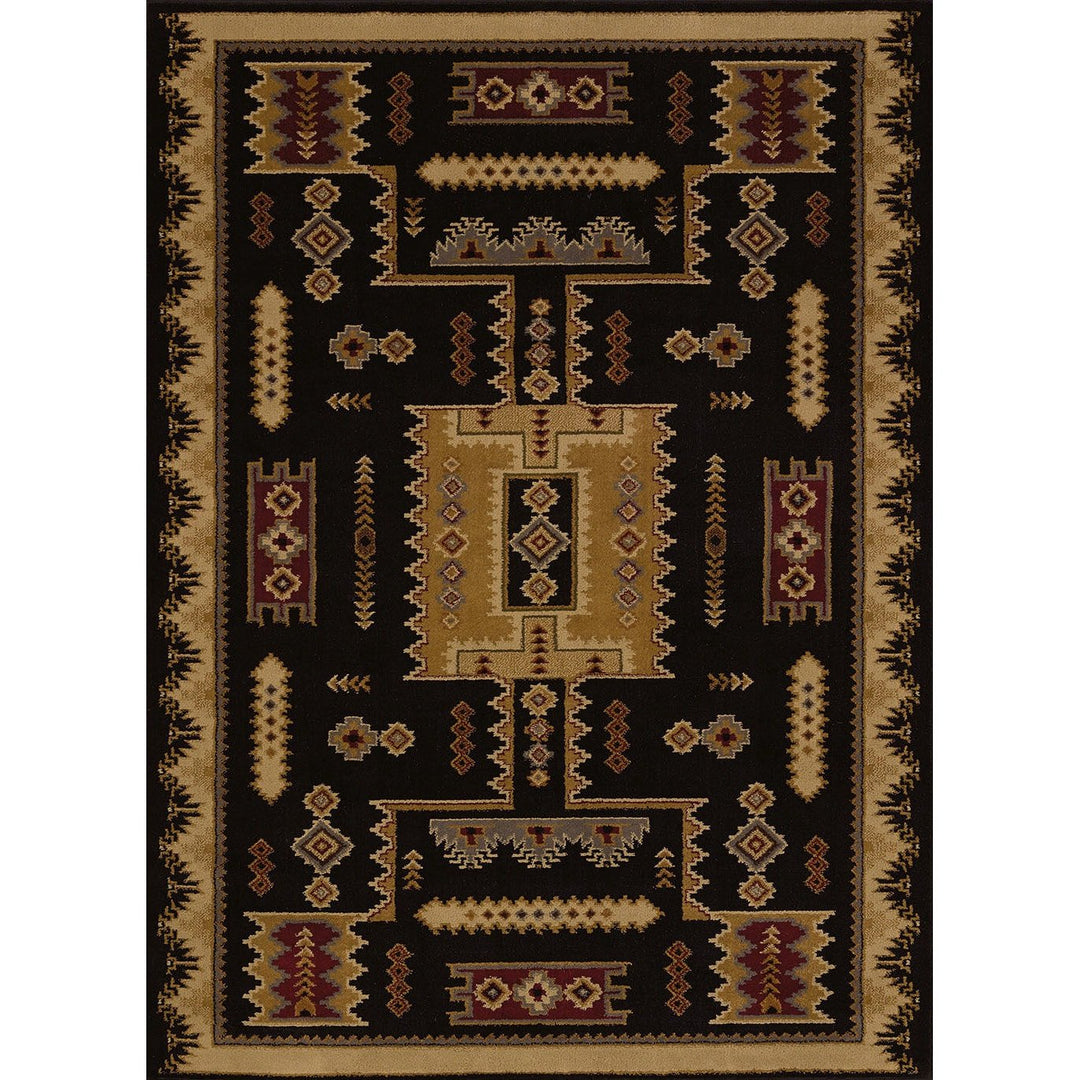 5'3x7'2 Black Beige Southwestern Tribal Area Rug Rectangle Shaped Indoor Blue Black/Beige - Diamond Home USA