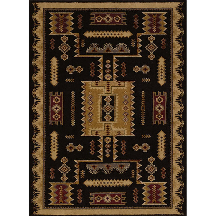 5'3x7'2 Black Beige Southwestern Tribal Area Rug Rectangle Shaped Indoor Blue Black/Beige - Diamond Home USA