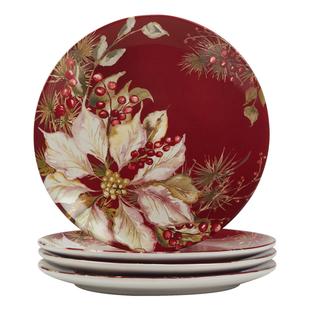 Winters Joy 16 Piece Dinnerware Set Service for 4 Multi Color Red White - Diamond Home USA