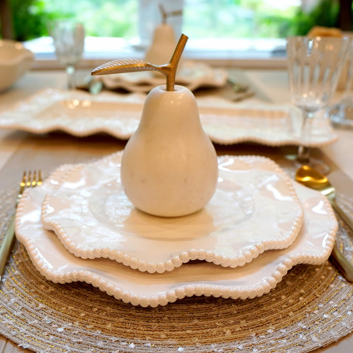 Certified International Perlette Cream Melamine 11" Dinner Plates Set of 4 Beige - Diamond Home USA