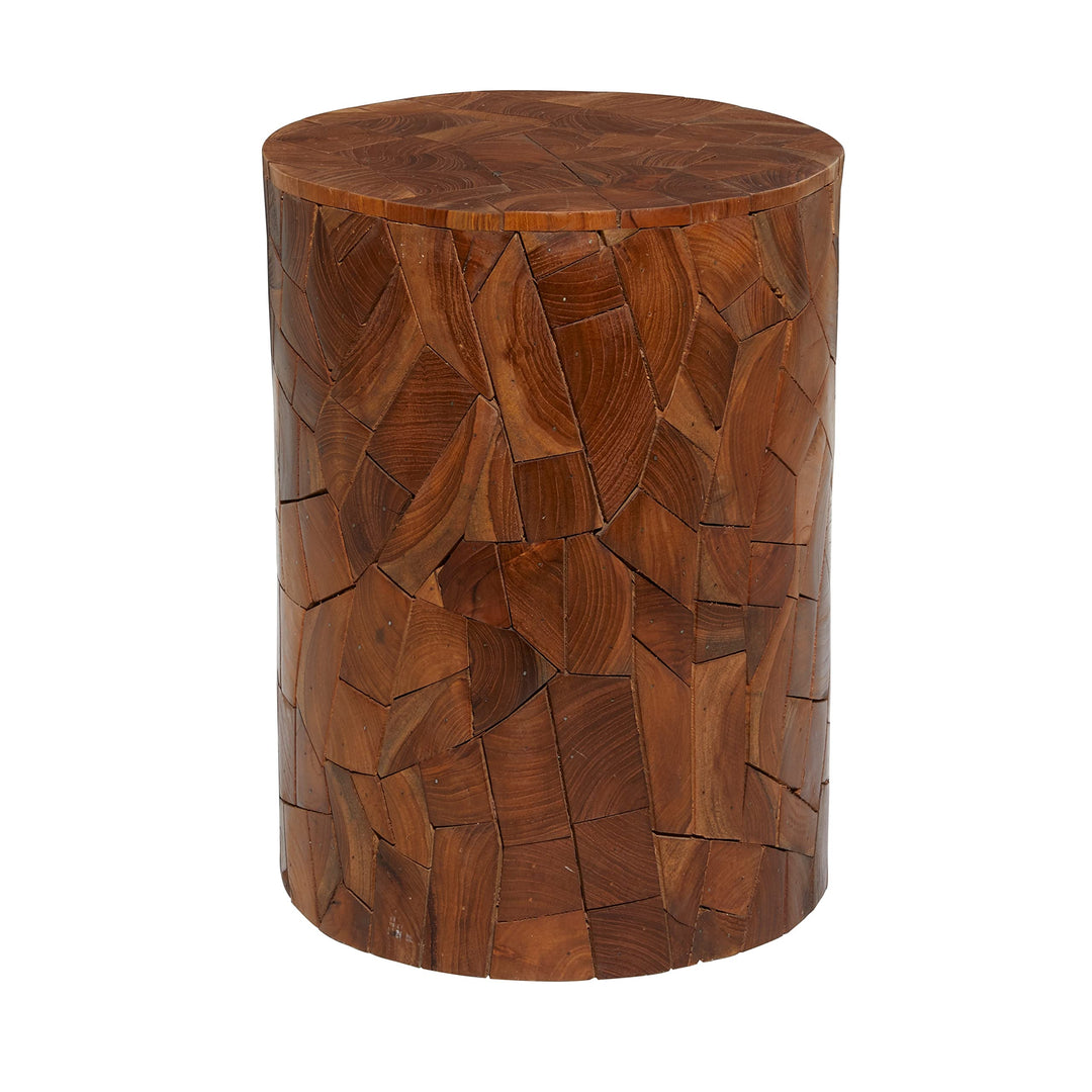 Brown Teak Wood Contemporary Accent Table 17 X 12 17round Modern Round - Diamond Home USA