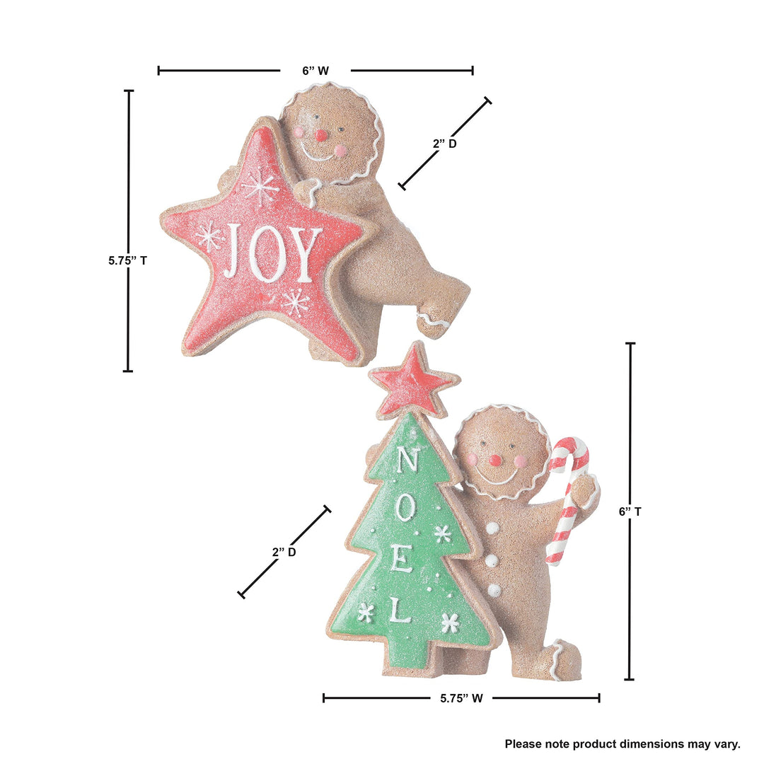 6" Resin Tree Star Gingerbread Kids Set of 2 Multi Color - Diamond Home USA